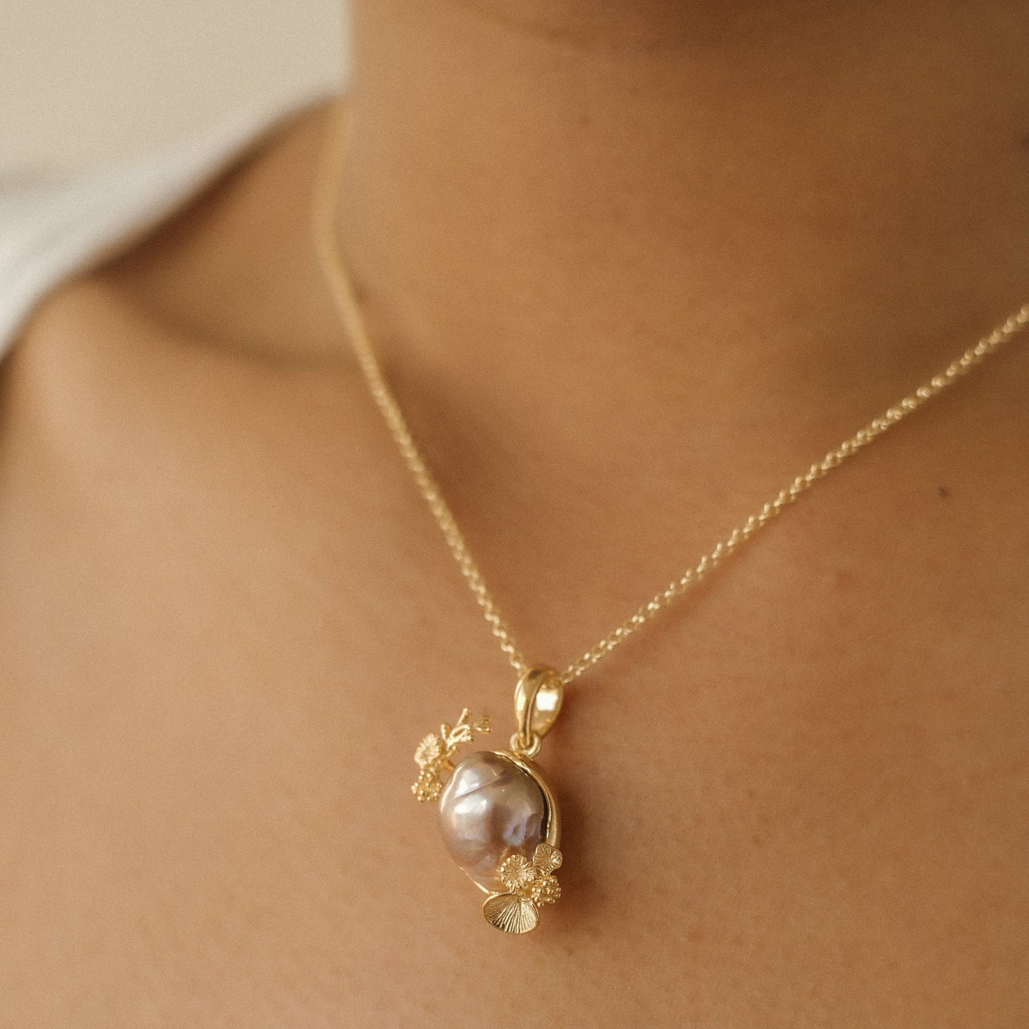 Coral Baroque Edison Pearl Necklace