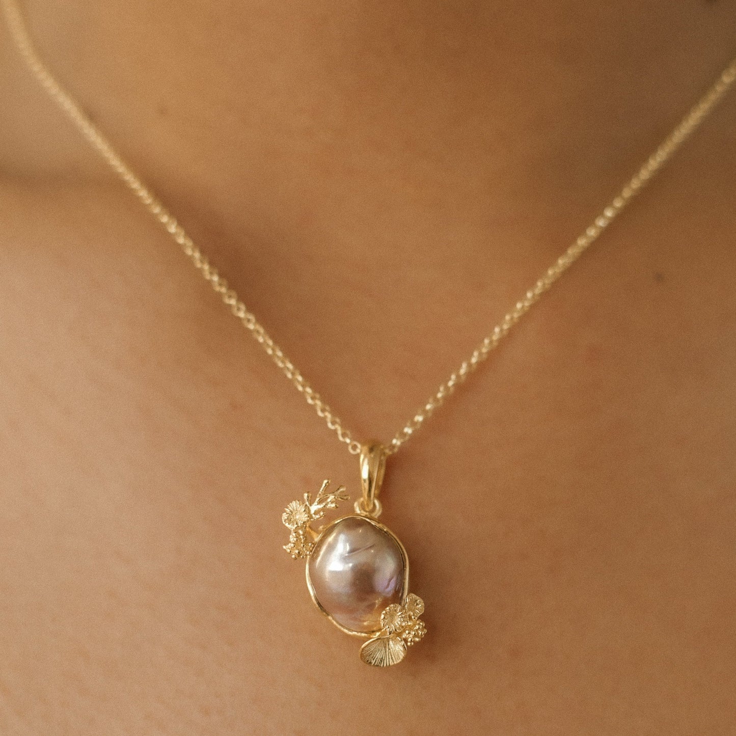 Coral Baroque Edison Pearl Necklace