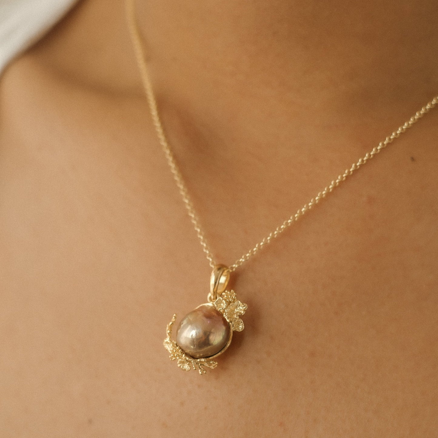 Coral Baroque Edison Pearl Necklace