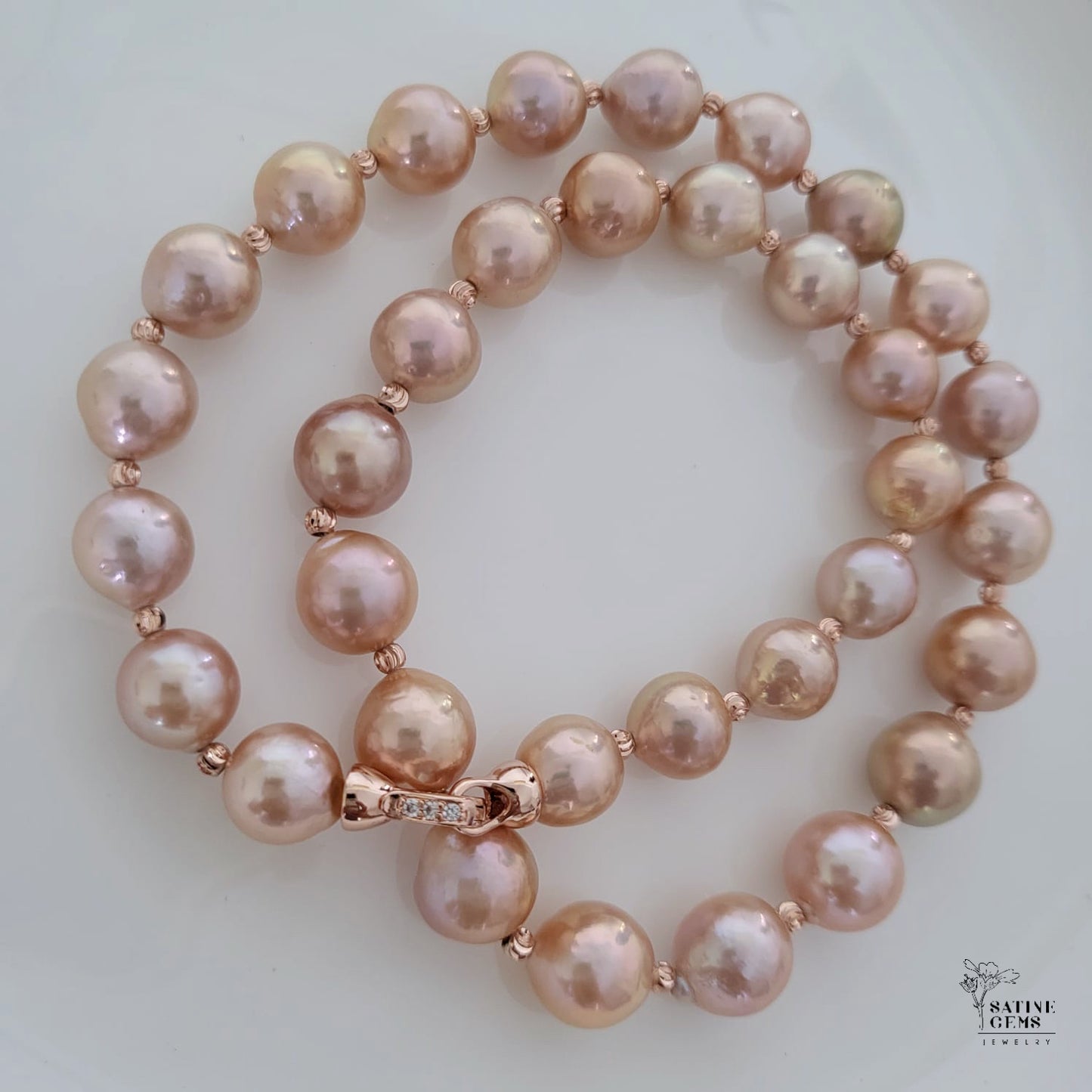 Golden Baroque Edison Pearl Necklace with Metallic Lustre