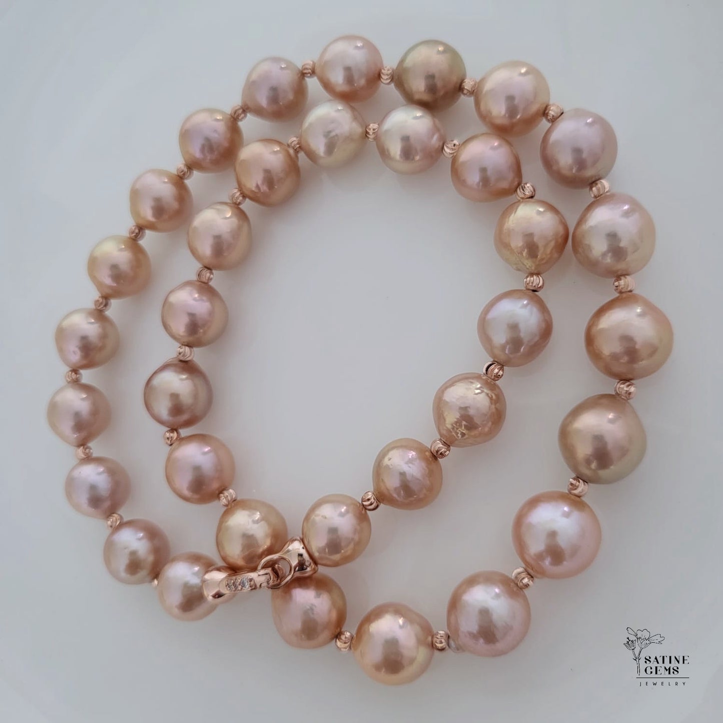 Golden Baroque Edison Pearl Necklace with Metallic Lustre
