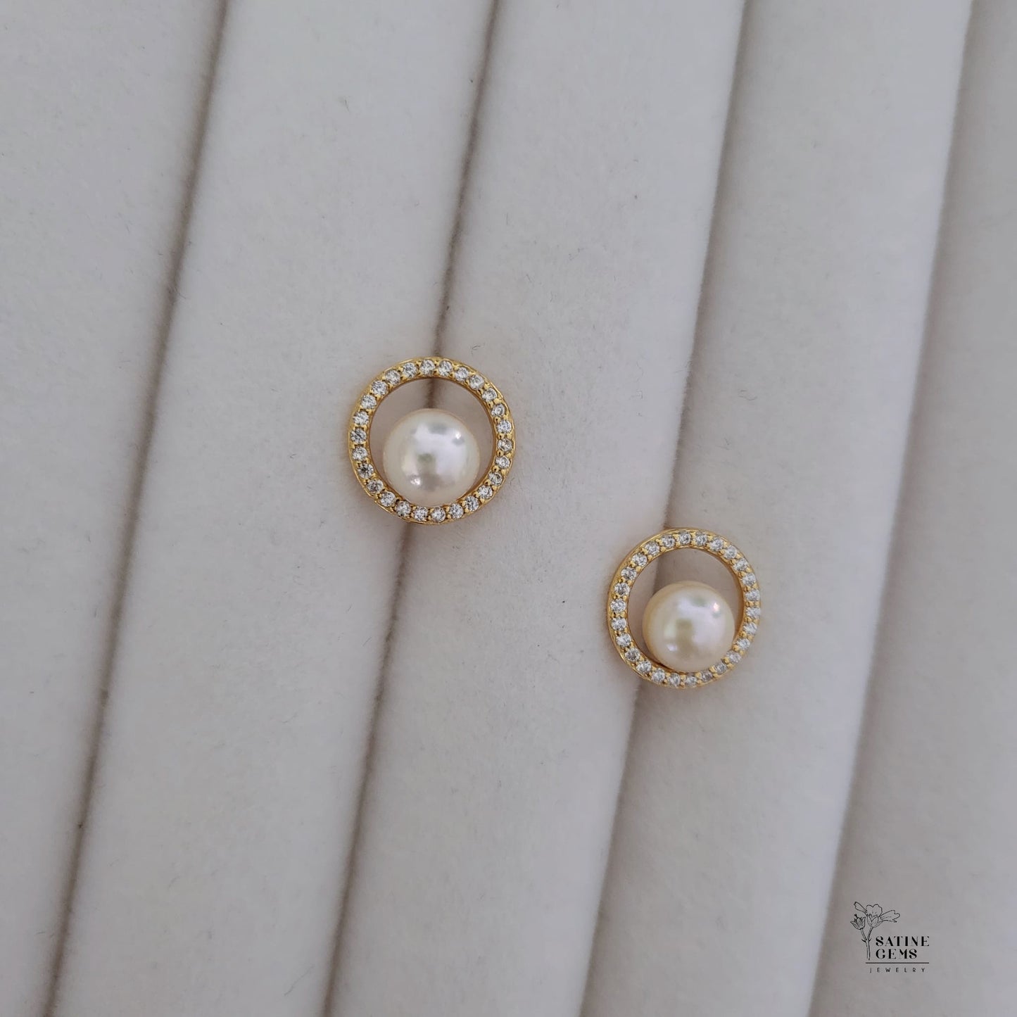 Champagne Gold Akoya Pearl Ear Studs