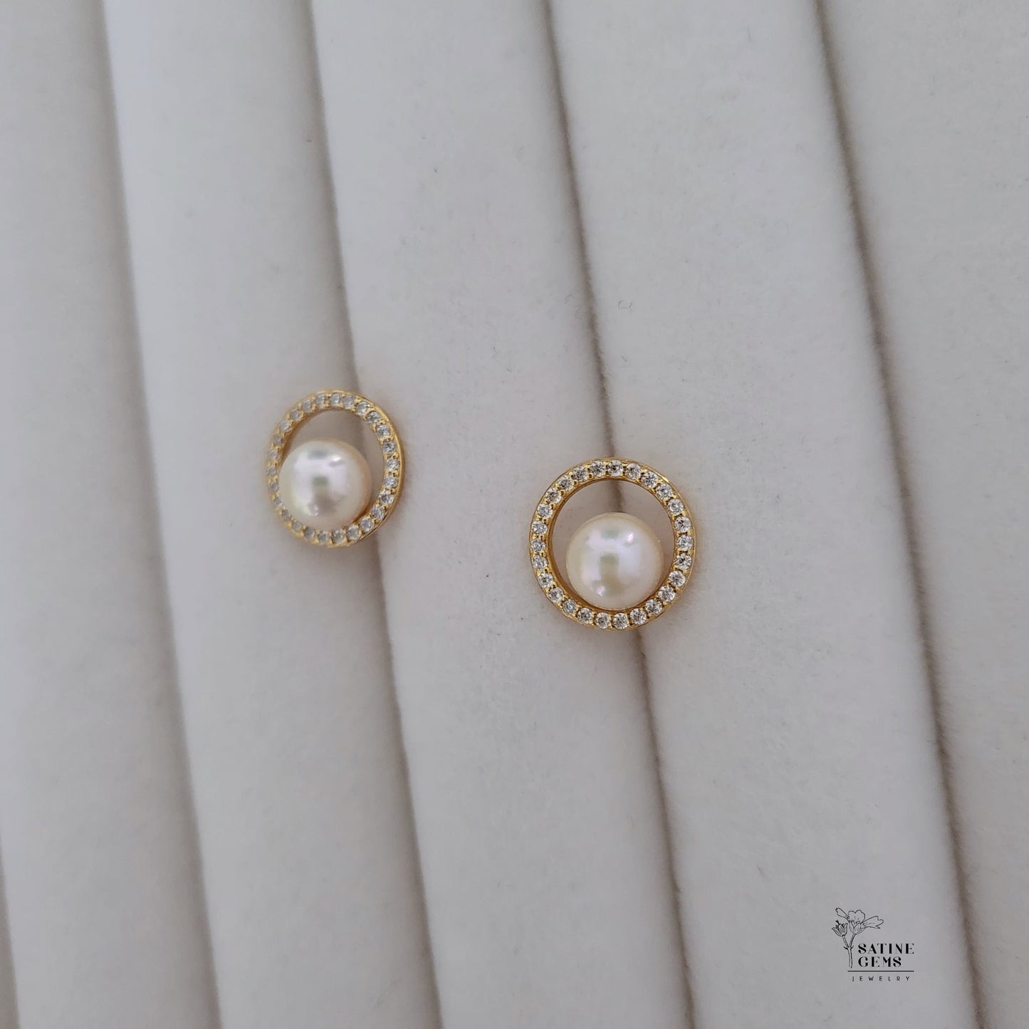Champagne Gold Akoya Pearl Ear Studs
