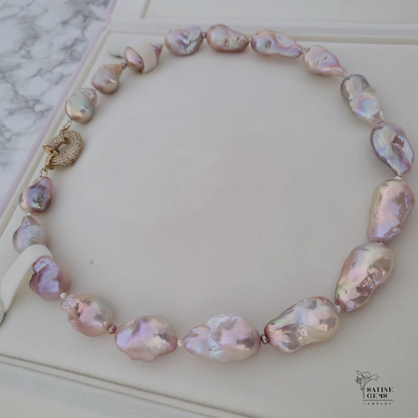 XL Baroque Freshwater Lilac Flameball Pearl Necklace