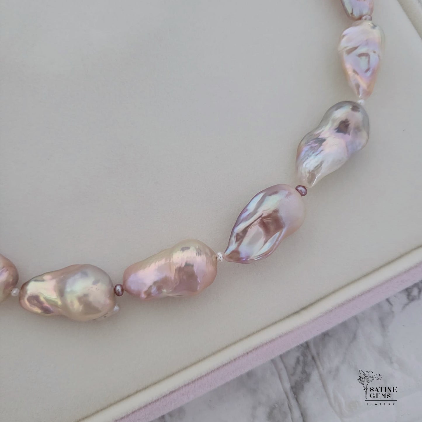 XL Baroque Freshwater Lilac Flameball Pearl Necklace