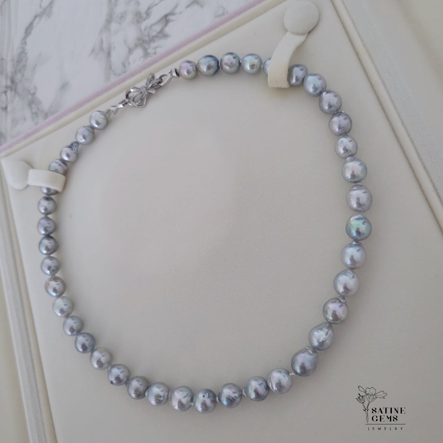 Baroque Silver Akoya Pearl Necklace
