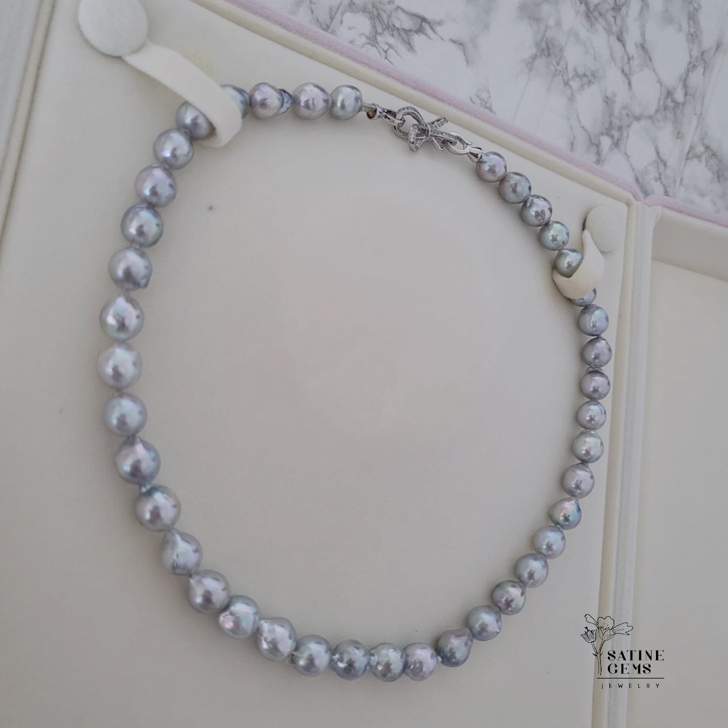 Baroque Silver Akoya Pearl Necklace