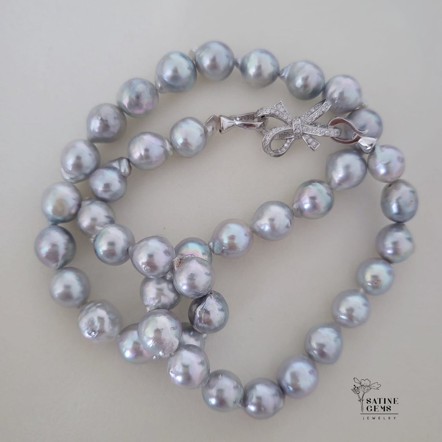 Baroque Silver Akoya Pearl Necklace
