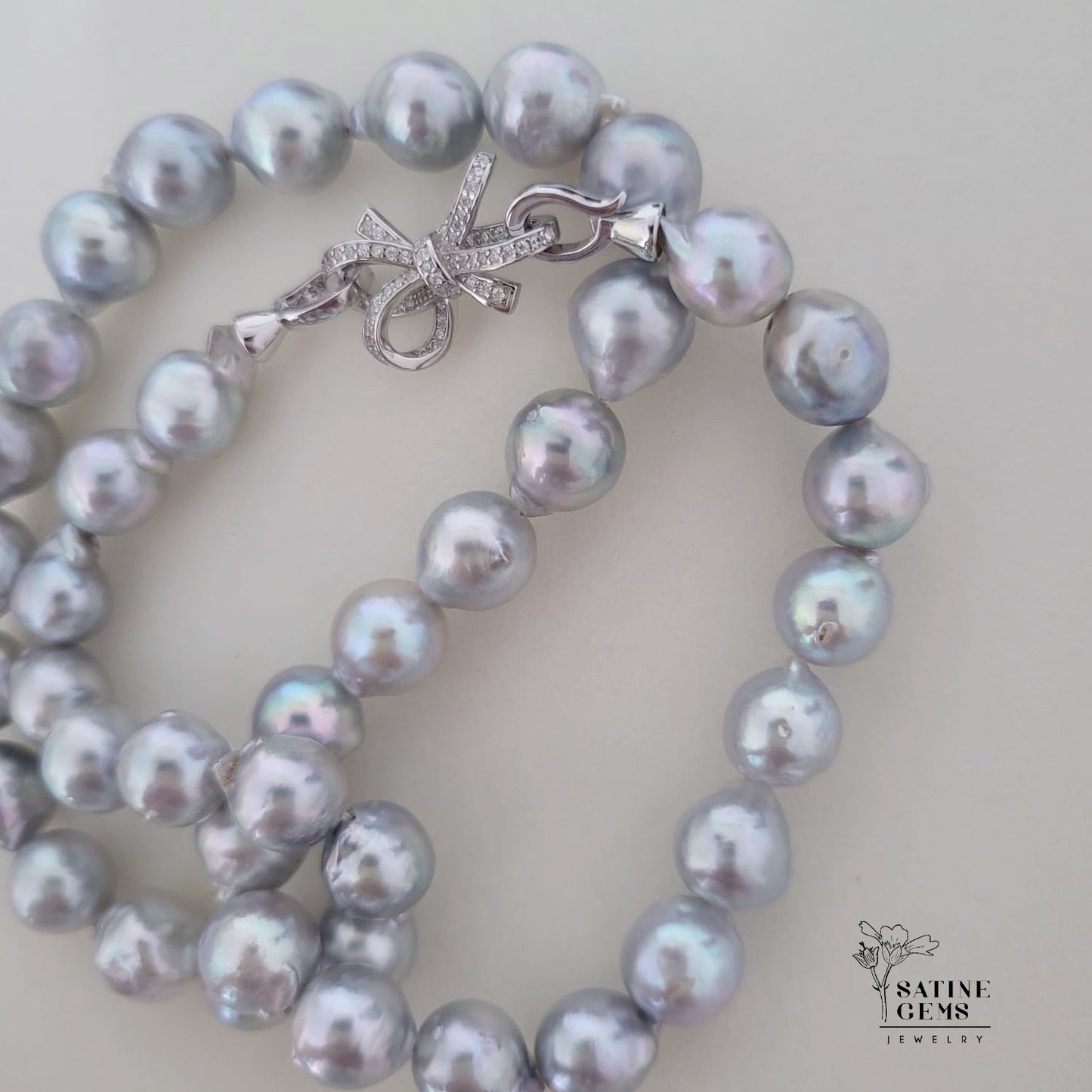 Baroque Silver Akoya Pearl Necklace