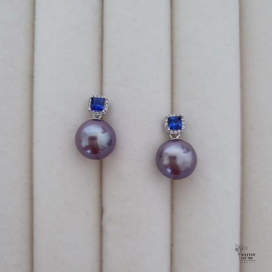 Royal Purple Edison Pearl Ear Studs