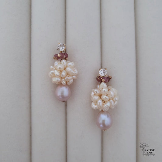 Lilac Freshwater Oval Pearl Ear Studs