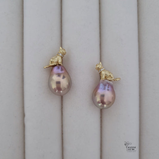 Baroque Edison Pearl Kitty Ear Studs