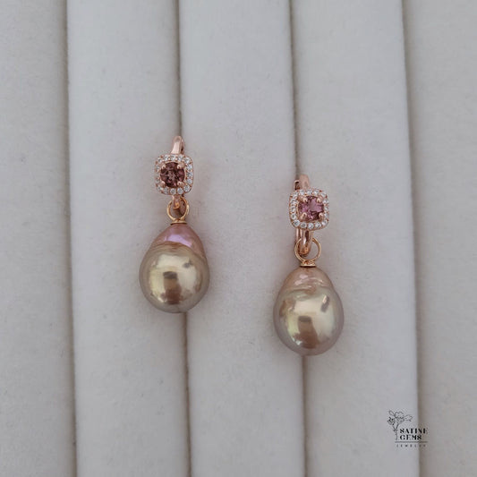 Tourmaline and Cubic Zirconia Detachable Baroque Edison Pearls Huggies