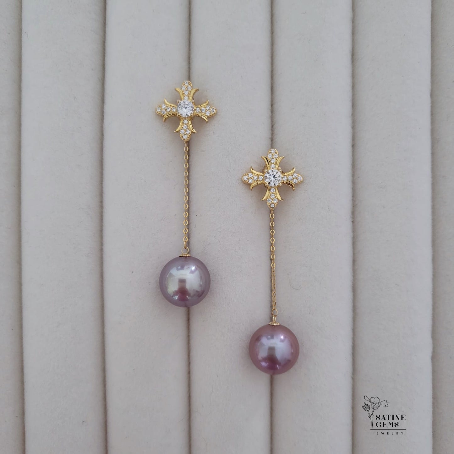 Lilac Edison Pearl Ear Studs