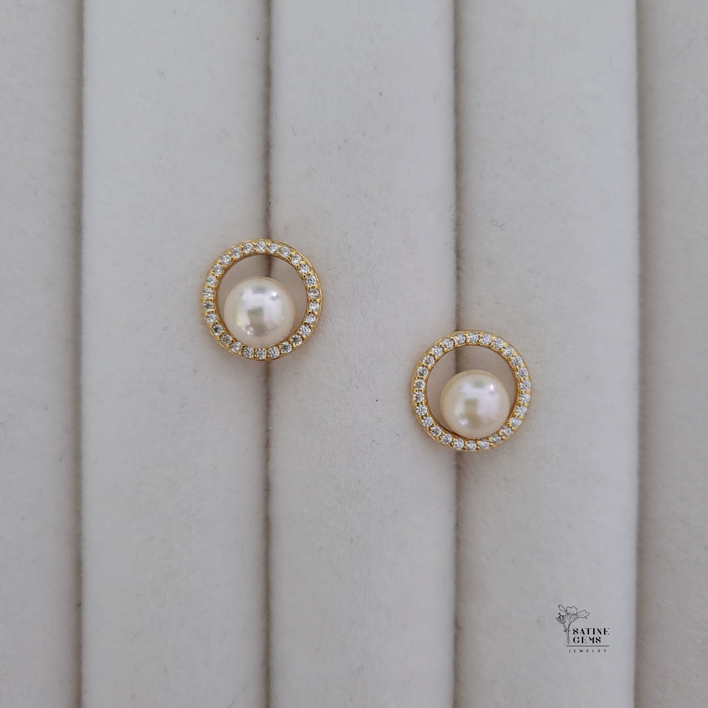 Champagne Gold Akoya Pearl Ear Studs
