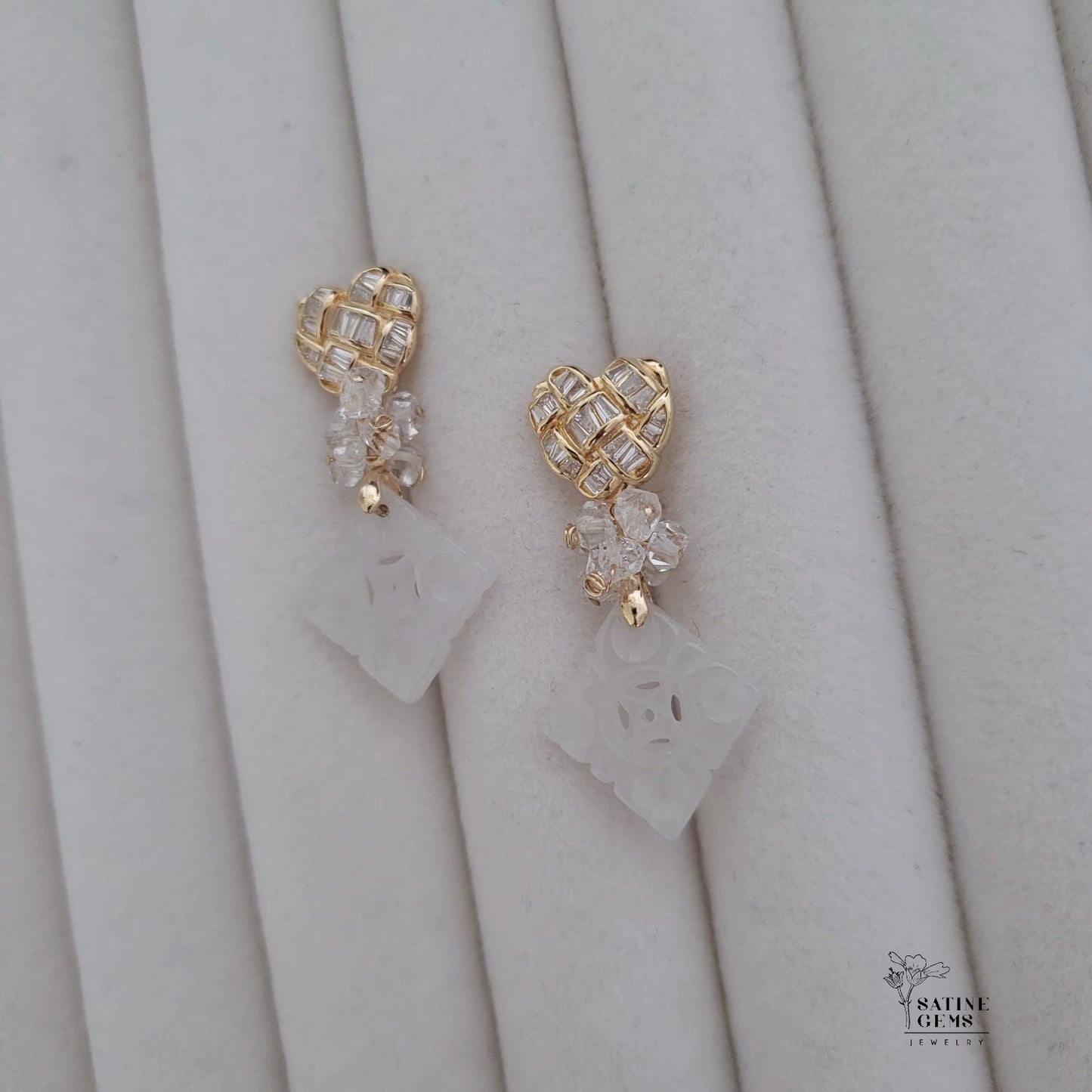 Type A Carved Jadeite Ear Studs