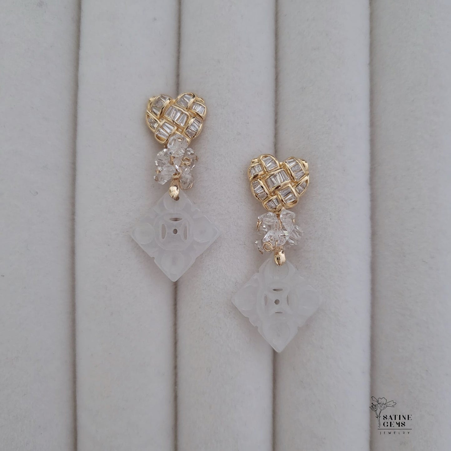 Type A Carved Jadeite Ear Studs