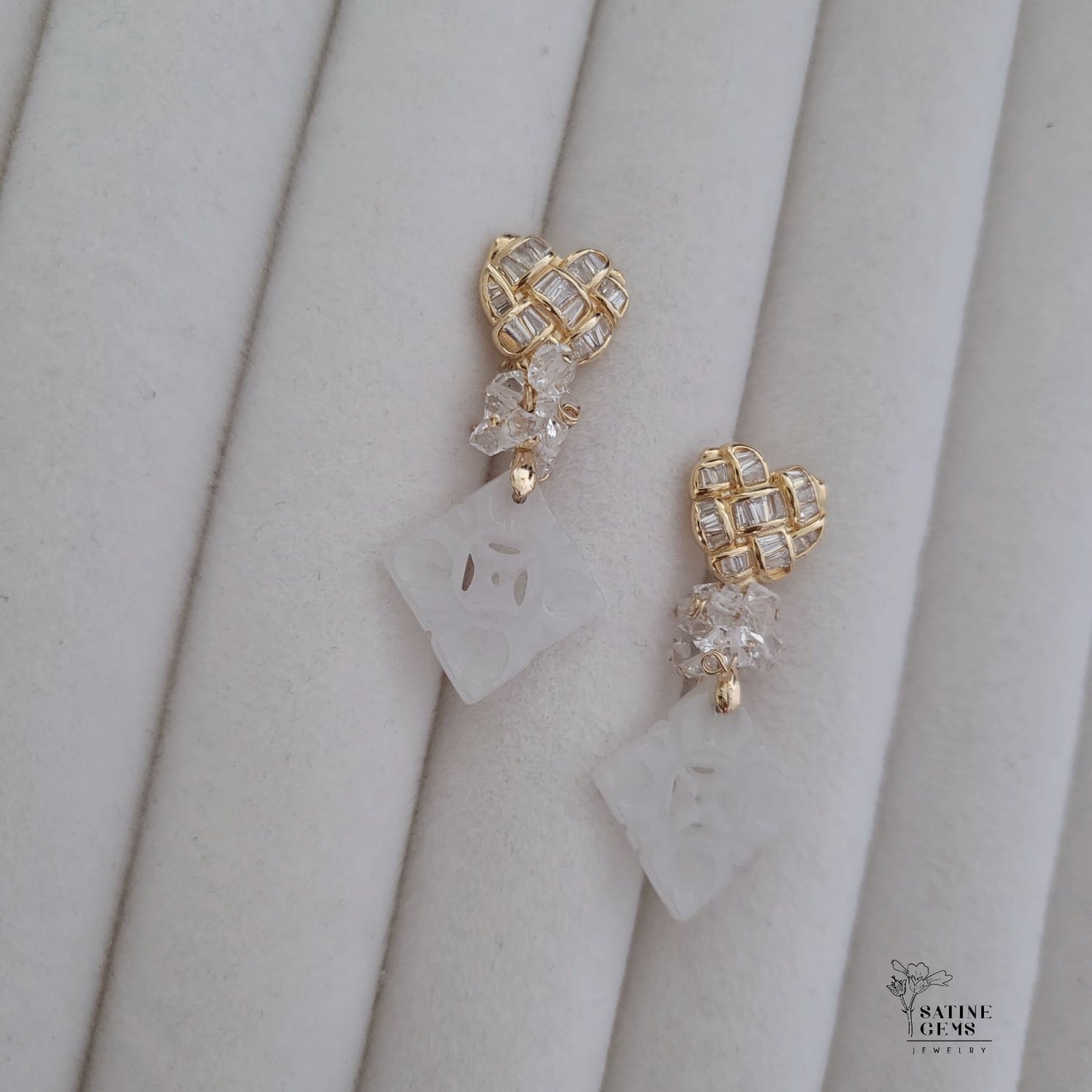 Type A Carved Jadeite Ear Studs
