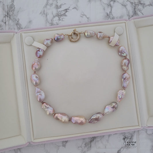 XL Baroque Freshwater Lilac Flameball Pearl Necklace