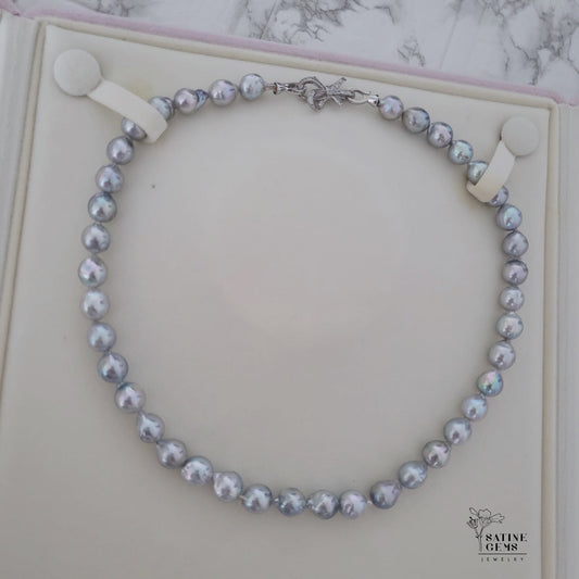 Baroque Silver Akoya Pearl Necklace